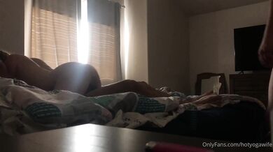 Hotyogawife - my first threesome - hubby and dude take turns to use her for