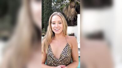 Caroline Zalog, Teasing Her Leopard Gown By The Pool Onlyfans Video Leaked