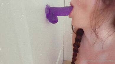 Ashley Ortega, Sucking A Purple Wall Dildo Onlyfans Video Leaked