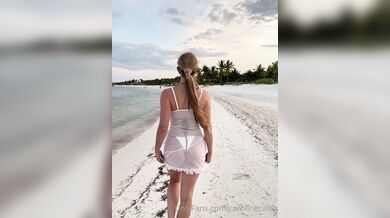 Caroline Zalog, Wet See-Through Sheer In The Ocean Onlyfans Video Leaked