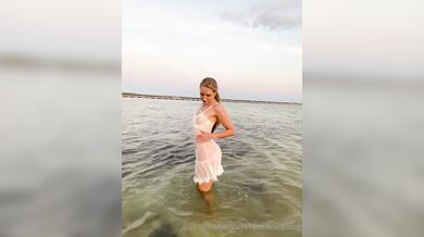 Caroline Zalog, Wet See-Through Sheer In The Ocean Onlyfans Video Leaked