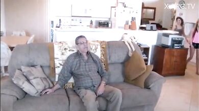 Old man cums inside young chick