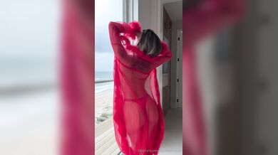 Natalie Roush, Red Lingerie With See-Through Gown Onlyfans Video Leaked