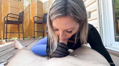 Lora Cross, Blowjob In The Backyard Wearing Her Leather Glorves Onlyfans Video Leaked