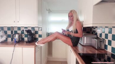 Cathy Barry, Michell Thorne, Horny Lesbian MILFs Anal Stretching in Kitchen