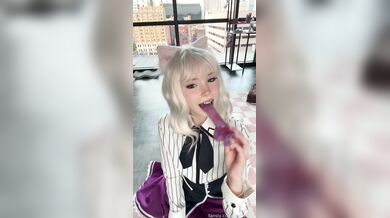 Pockycats, Cute Blonde Cat Girl Sucking A Dildo Onlyfans Video Leaked
