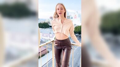Caroline Zalog, Hot Blonde Babe Balcony Tease Onlyfans Video Leaked