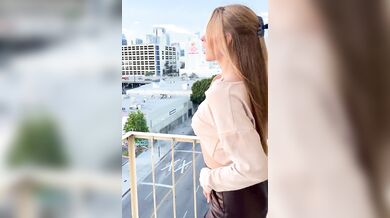Caroline Zalog, Hot Blonde Babe Balcony Tease Onlyfans Video Leaked