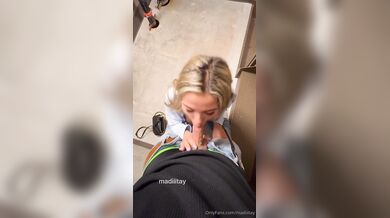 Madiiitay, Risky Sneaky Stairwell Blowjob POV Sextape Onlyfans Video Leaked