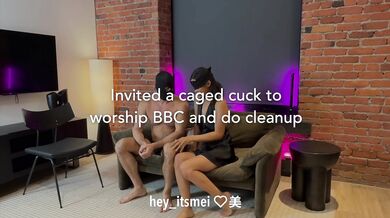Heyitsmei Montrealbbc - Inviting A Caged cuck to Worship BBC & do Clean-up