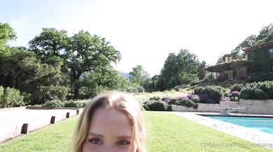 Caroline Zalog, Outdoor Poolside Panties Try-On-Haul Onlyfans Video Leaked