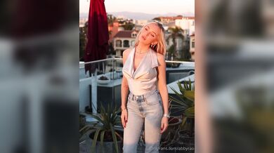 Abby Rao, Blonde Outdoor Balcony Striptease Onlyfans Video Leaked